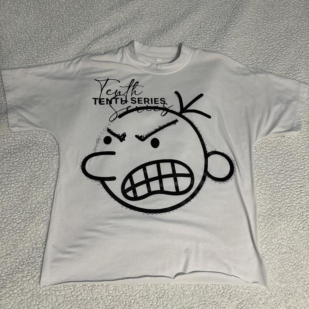 Cartoon Angry Face Graphic White T-shirt